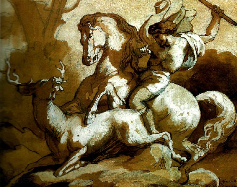 Theodore   Gericault la chasse au cerf